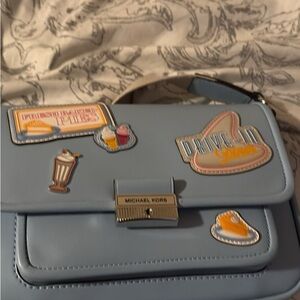 Michael Kors Light Blue Handbag with Fun Patches